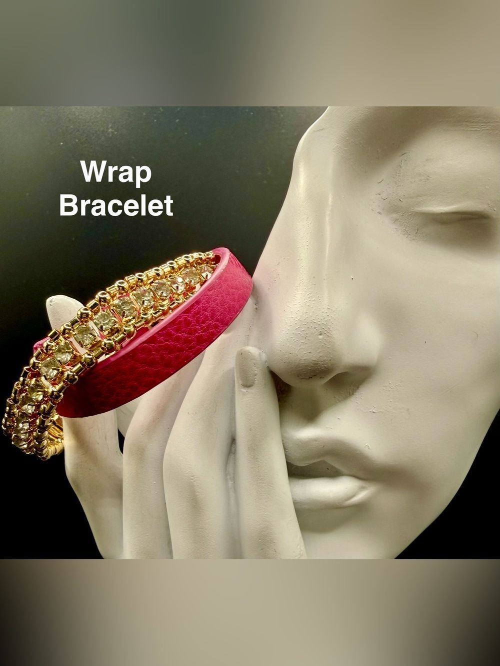 Pink Wrap Bracelet with Gold Crystal Accents